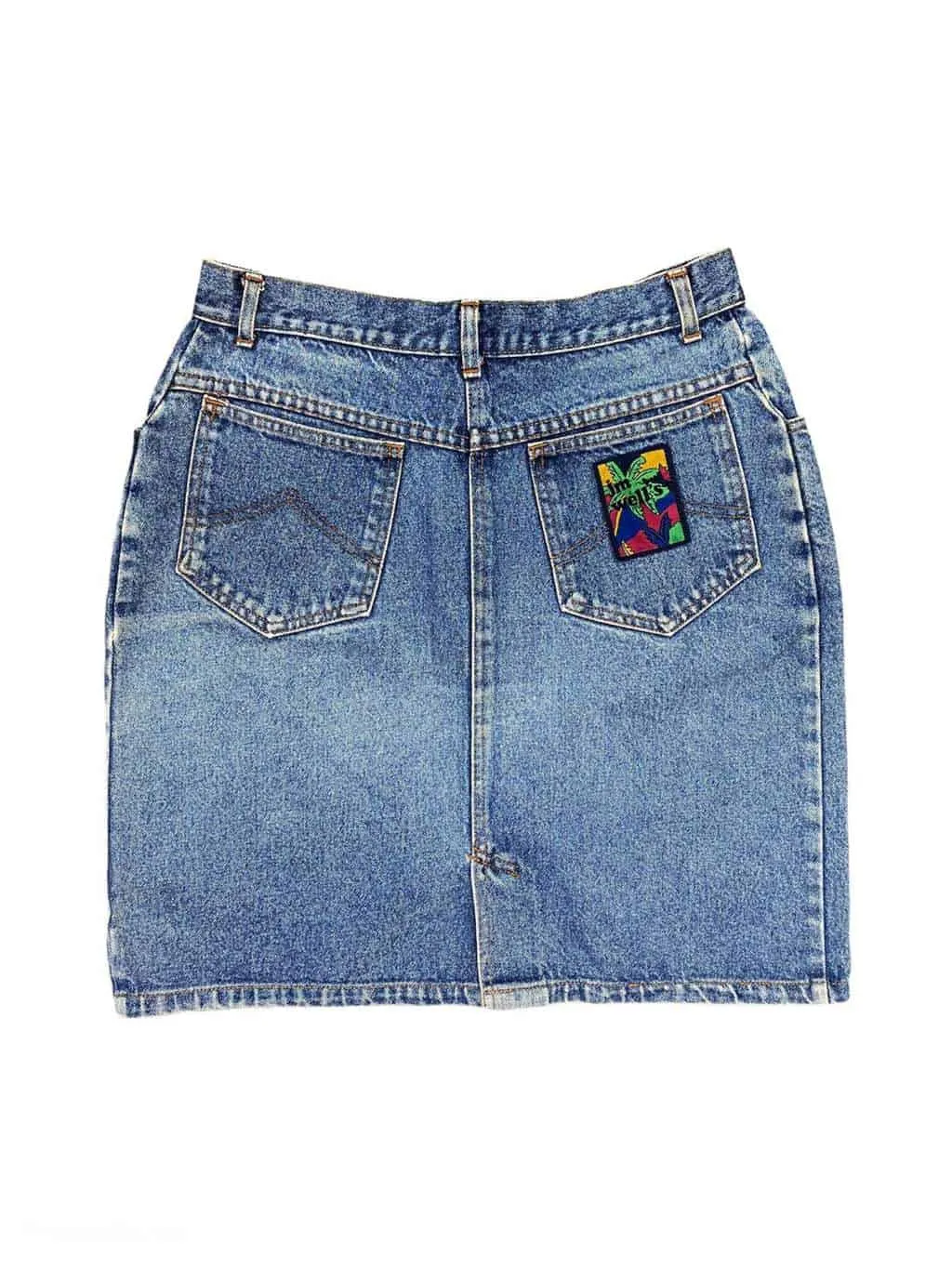 80s vintage blue stonewash denim mini-skirt – W29