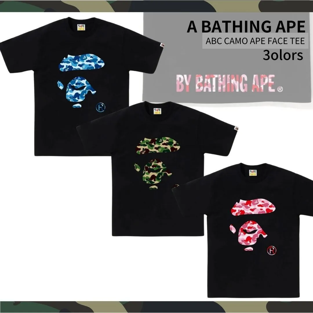 A BATHING APE  |Crew Neck Street Style Plain Cotton Short Sleeves Logo