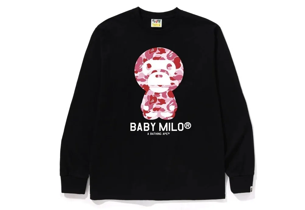 A BATHING APE  |Crew Neck Unisex Street Style Cotton Long Sleeve T-shirt