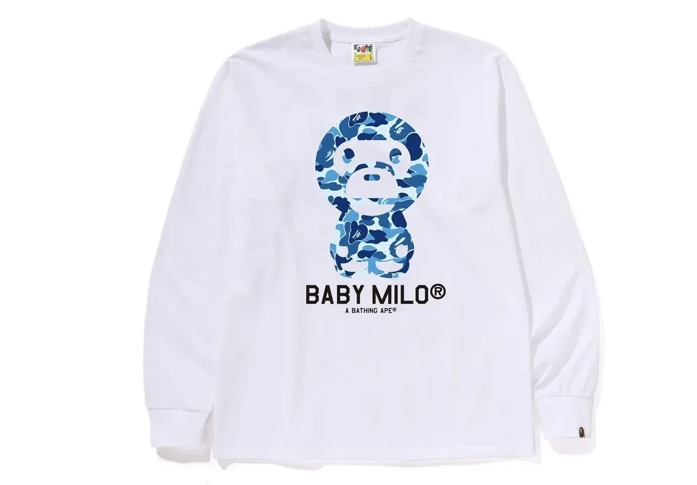 A BATHING APE  |Crew Neck Unisex Street Style Cotton Long Sleeve T-shirt