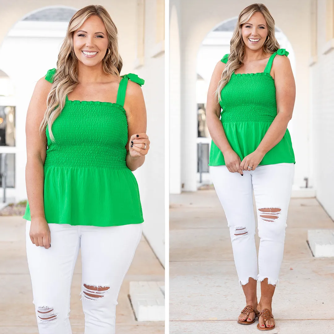 A Little Flirty Tank, Kelly Green