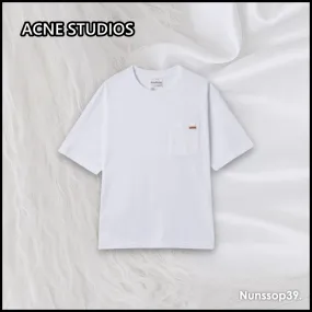 Acne Studios  |Crew Neck Street Style Plain Cotton Short Sleeves Logo