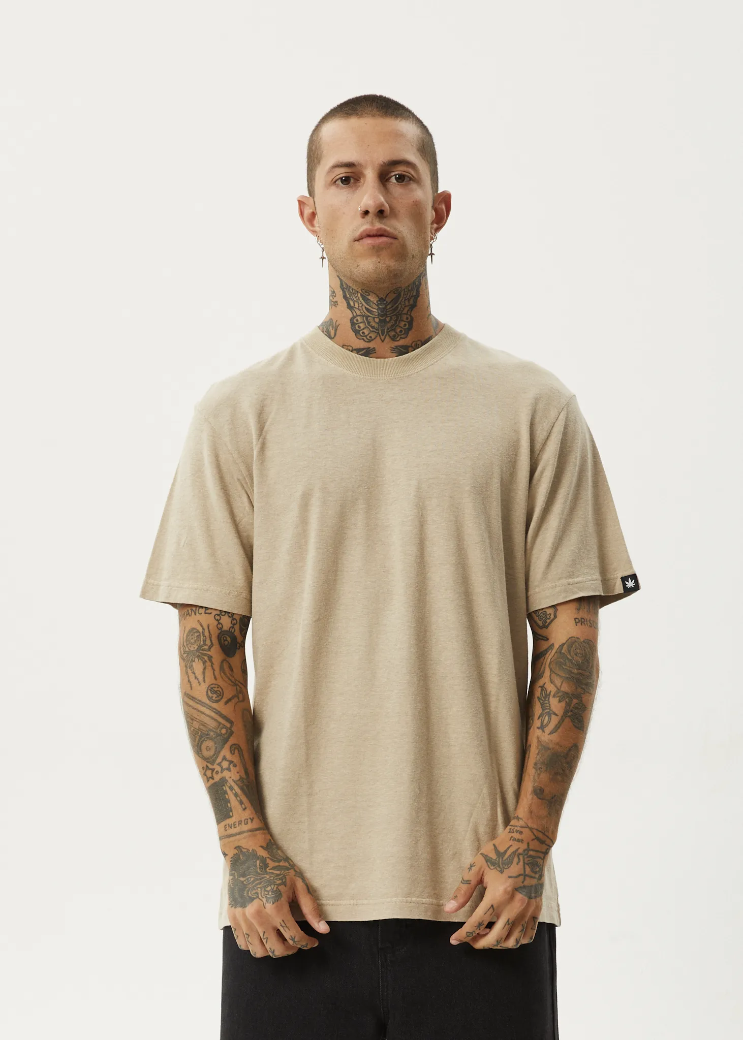 AFENDS Mens Classic - Retro Fit Tee - Taupe