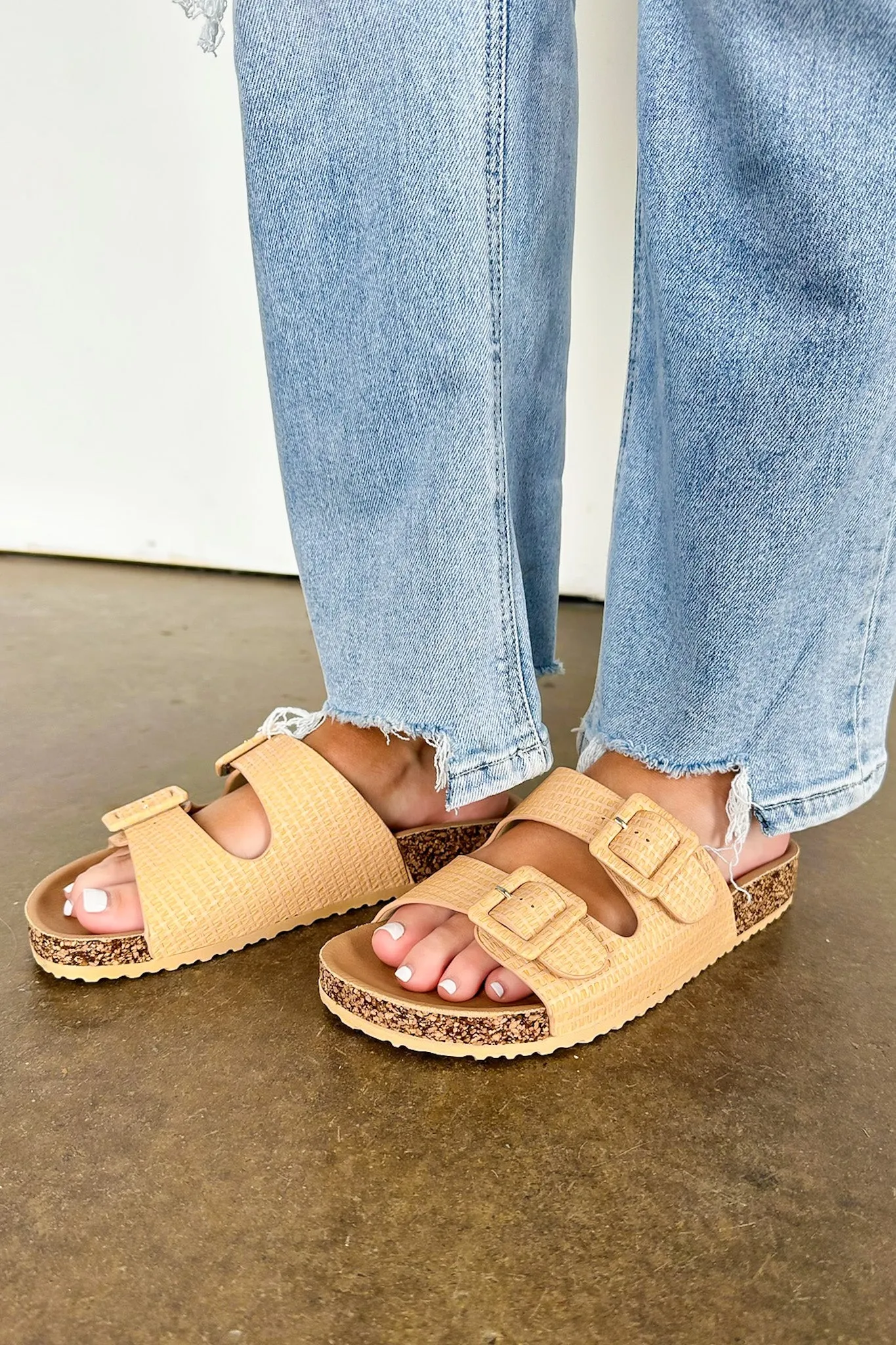 Alia Raffia Double Buckle Footbed Sandals - FINAL SALE