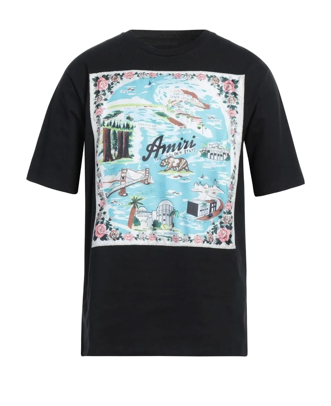 AMIRI  |Crew Neck Flower Patterns Street Style Cotton Short Sleeves