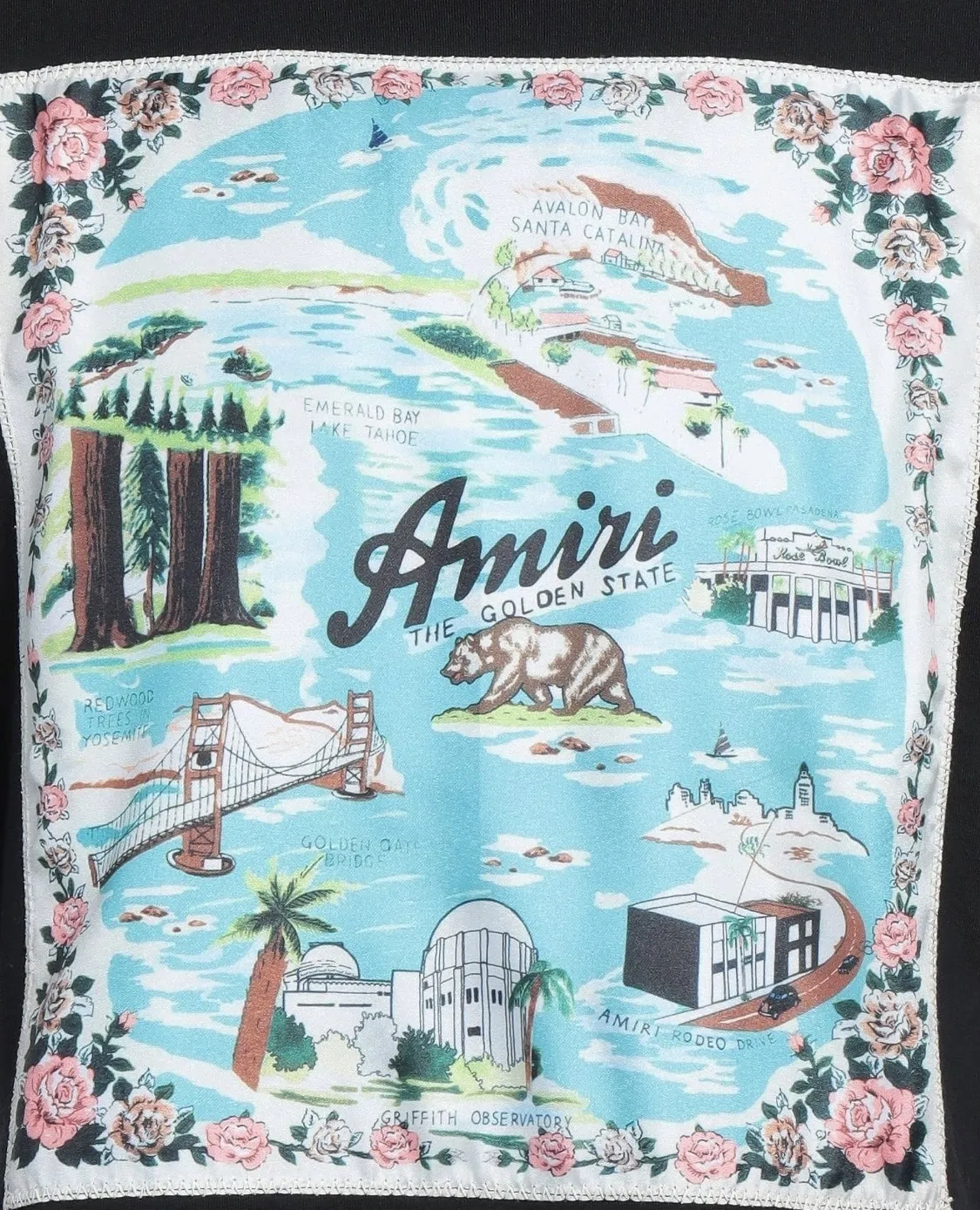 AMIRI  |Crew Neck Flower Patterns Street Style Cotton Short Sleeves