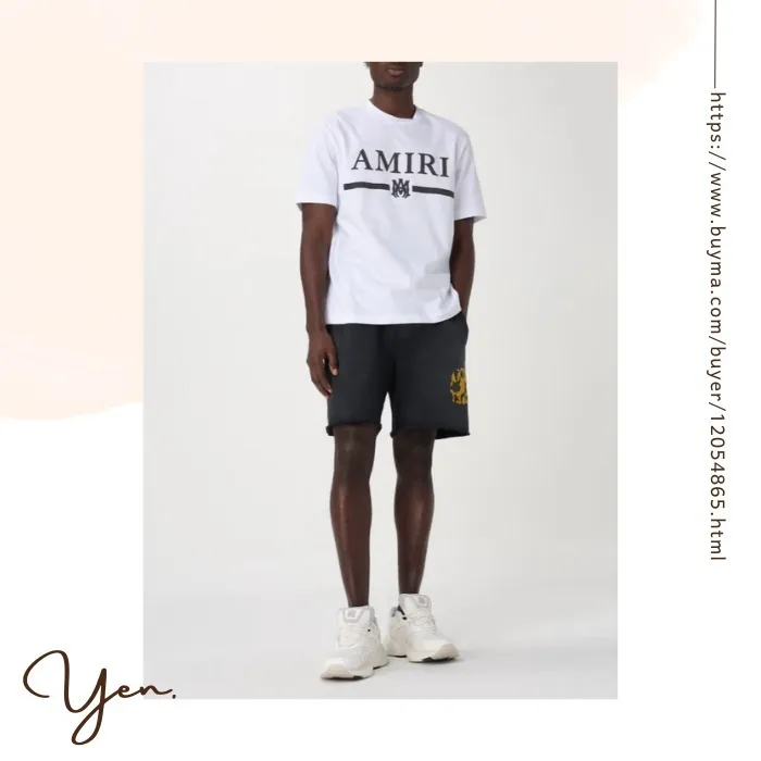 AMIRI  |Crew Neck Street Style Cotton Short Sleeves Logo