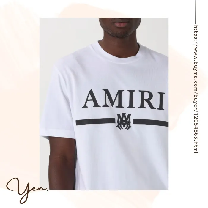 AMIRI  |Crew Neck Street Style Cotton Short Sleeves Logo