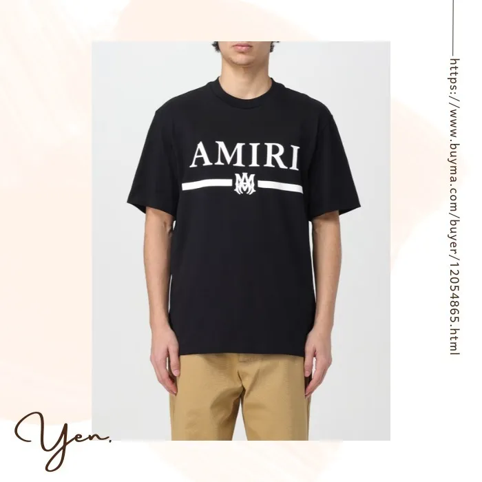 AMIRI  |Crew Neck Street Style Cotton Short Sleeves Logo