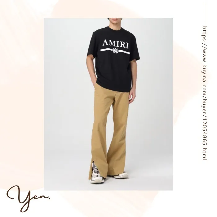 AMIRI  |Crew Neck Street Style Cotton Short Sleeves Logo