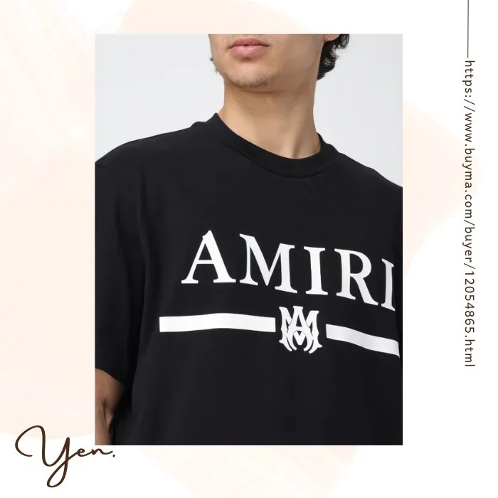 AMIRI  |Crew Neck Street Style Cotton Short Sleeves Logo