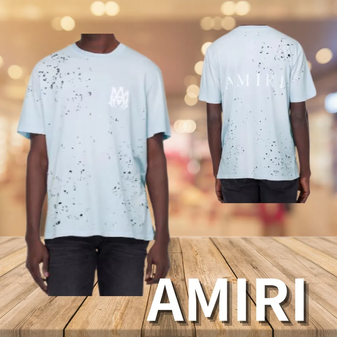 AMIRI  |Crew Neck Unisex Street Style Cotton Short Sleeves Logo