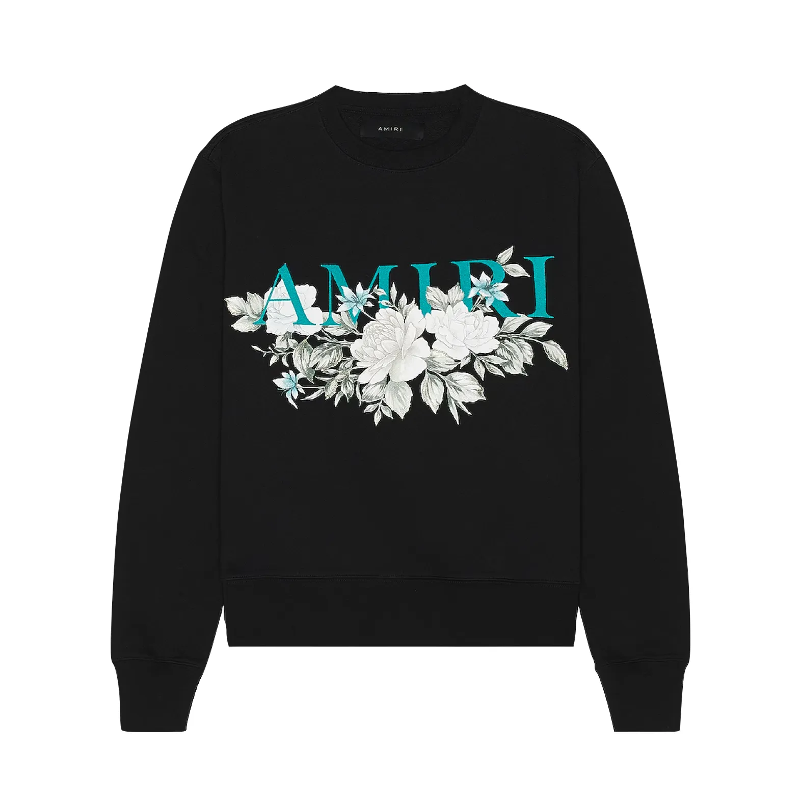 AMIRI FLORAL AMIRI LOGO CREW - BLACK