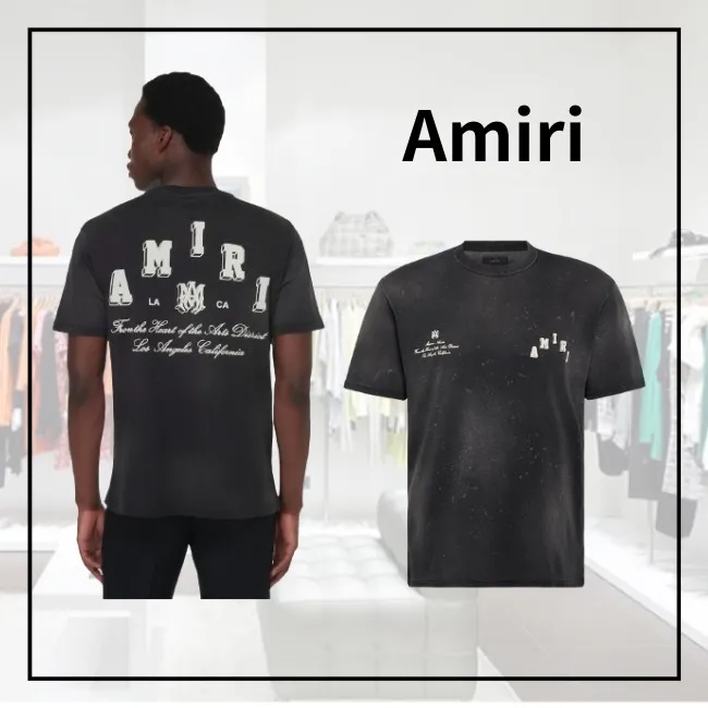 AMIRI  |Street Style Cotton Short Sleeves Logo T-Shirts