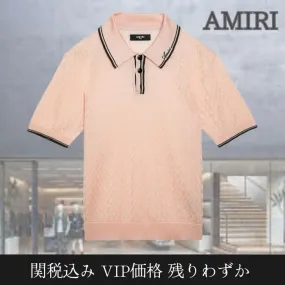 AMIRI  |Street Style Plain Short Sleeves Logo Polos