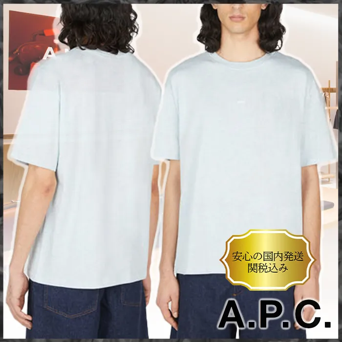 A.P.C.  |Crew Neck Street Style Cotton Short Sleeves Logo Designers