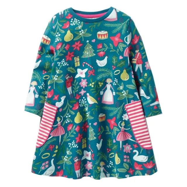 Baby Dress Cotton A-line Princess Dress Christmas Costume for Kids Clothes Autumn Winter Toddler Girls Dresses Children Clothing