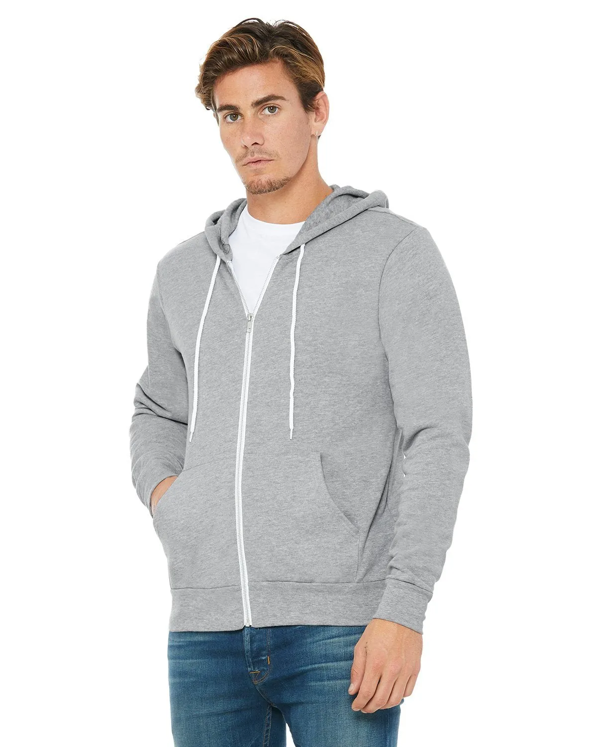 Bella + Canvas Unisex Poly-Cotton Fleece Full-Zip Hoodie 3739 Athletic Heather