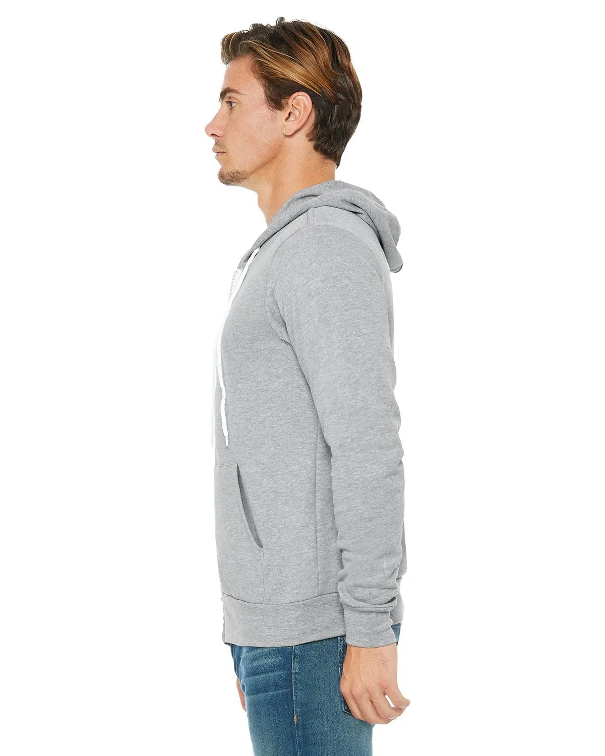 Bella + Canvas Unisex Poly-Cotton Fleece Full-Zip Hoodie 3739 Athletic Heather