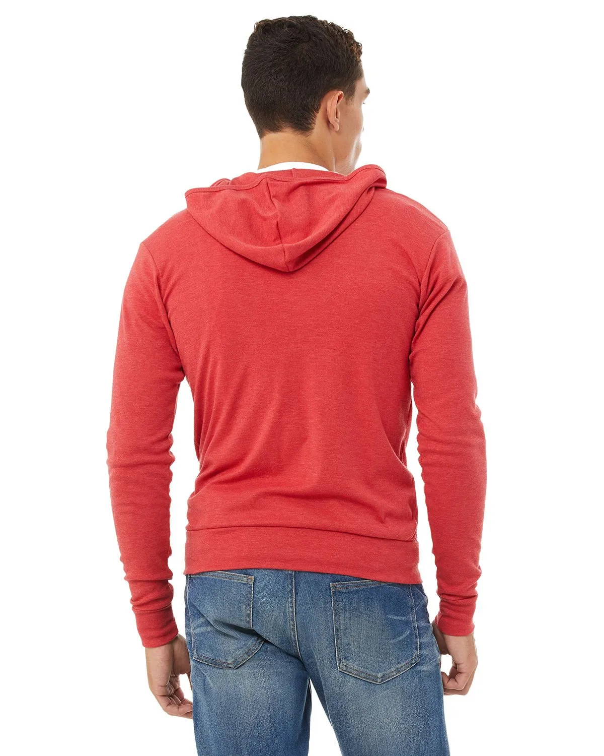 Bella + Canvas Unisex Triblend Full-Zip Lightweight Hoodie 3939 Red Triblend