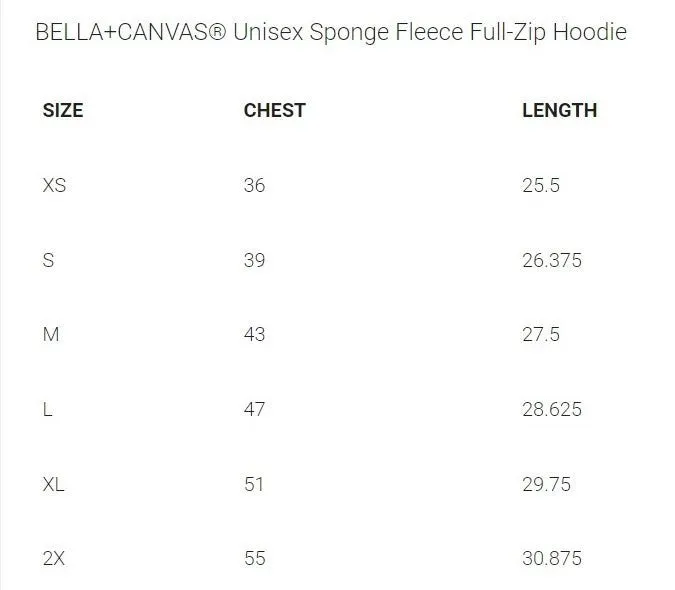 BELLA+CANVAS Unisex Sponge Fleece Full-Zip Hoodie - GBXC