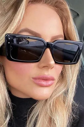 Black Anti-reflective Square Retro Sunglasses