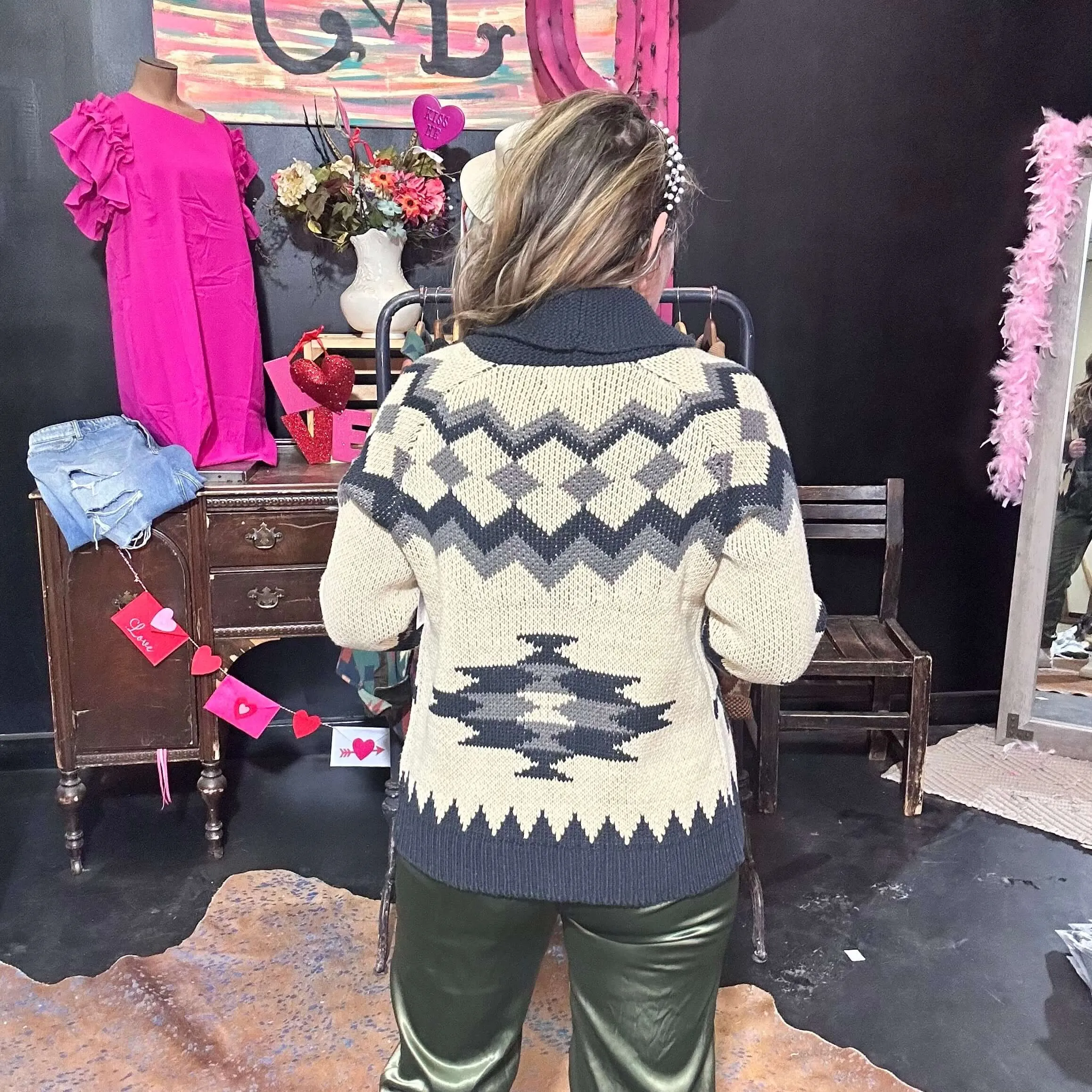 Black Aztec Cabin Cardigan Tasha Polizzi