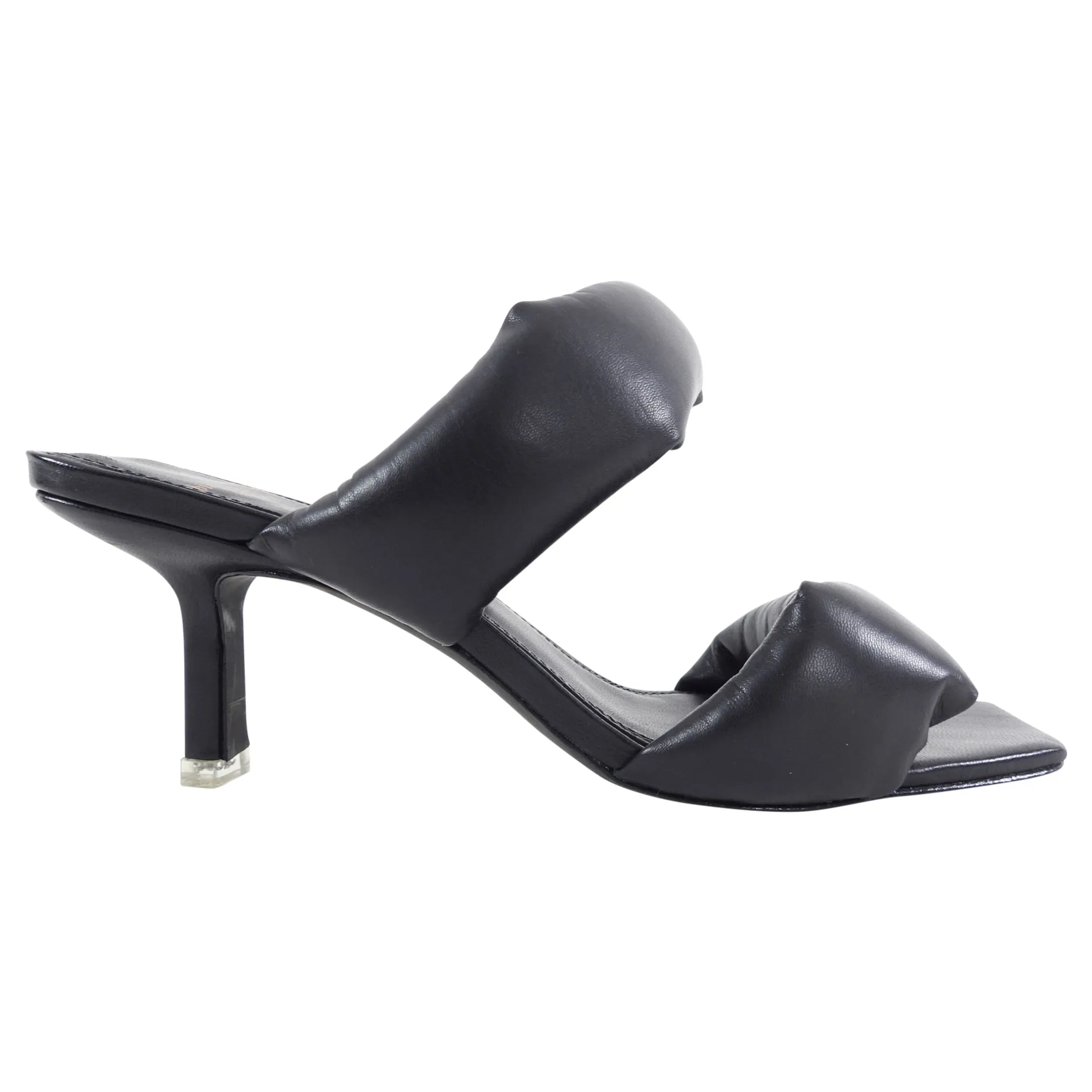 Black Suede Studio Puff Heel Sandals - 37