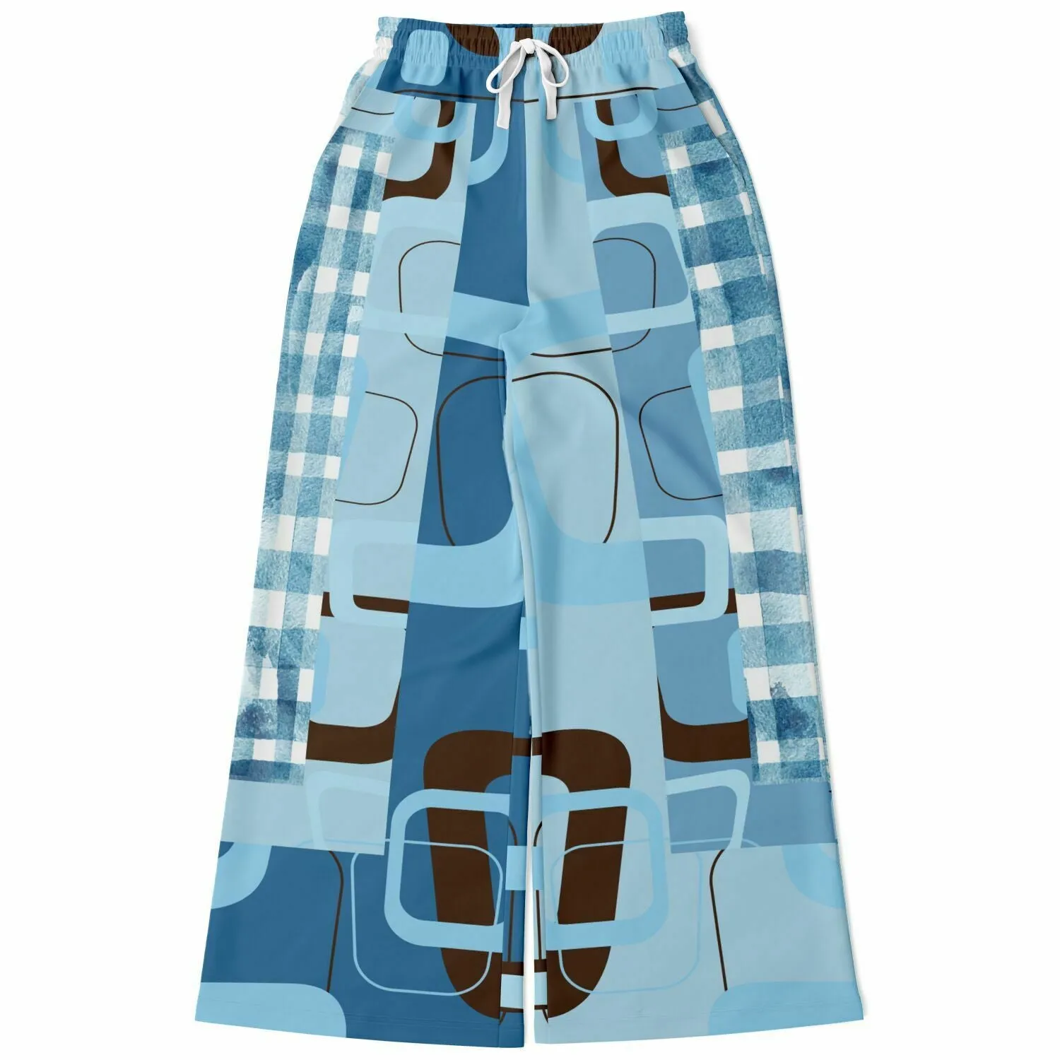 Blue Geo Plaid SW Stretchy Phat Bellbottoms