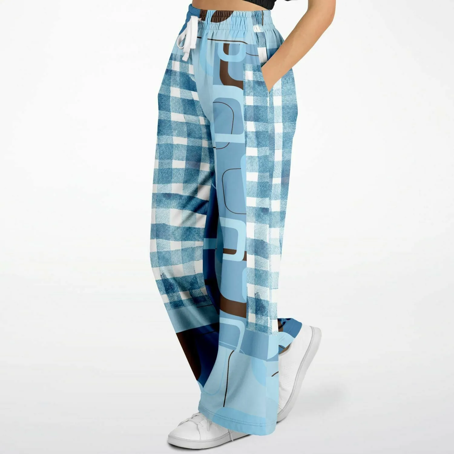 Blue Geo Plaid SW Stretchy Phat Bellbottoms