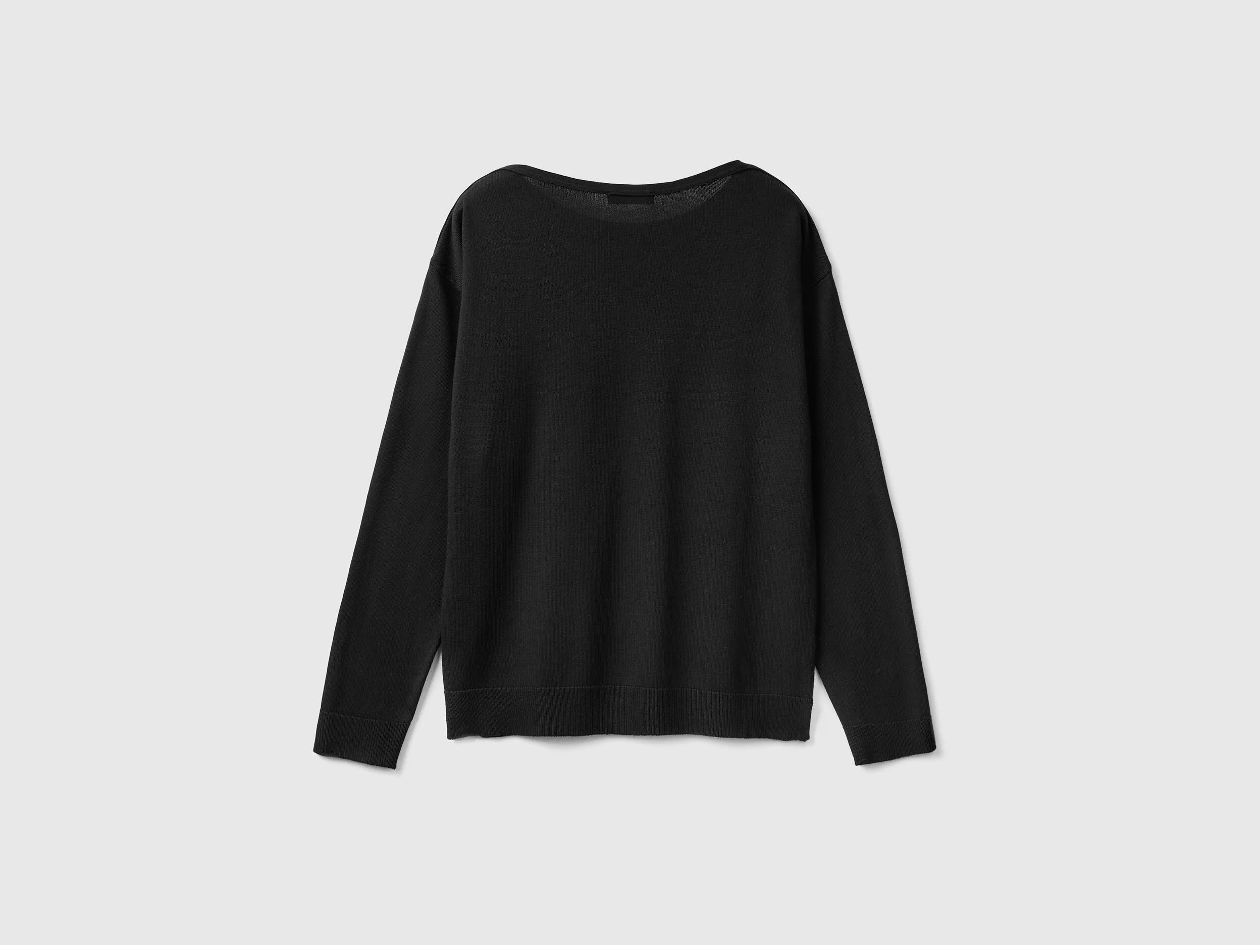 Boat neck sweater - Black | Benetton