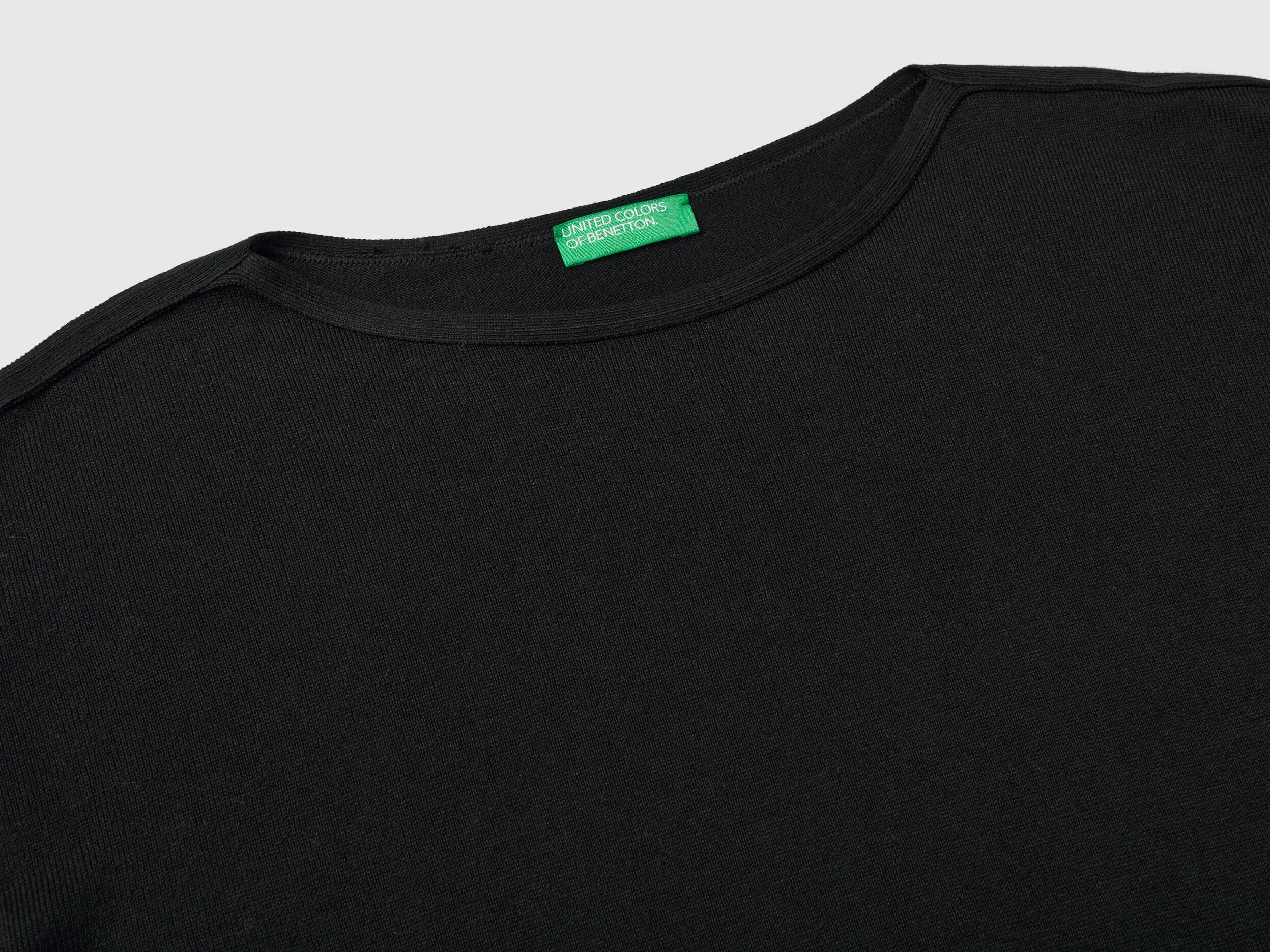 Boat neck sweater - Black | Benetton