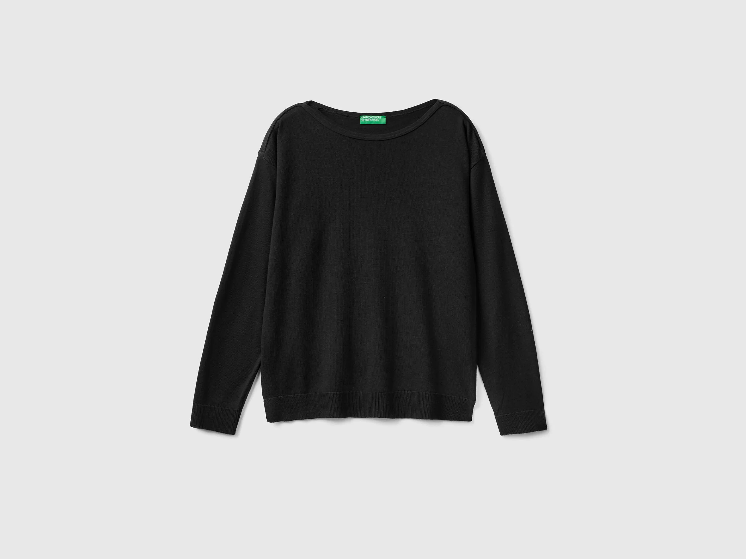 Boat neck sweater - Black | Benetton