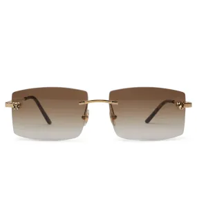 Cartier Eyewear Custom CT0148O-001 Panthere De Cartier Rimless Sunglasses