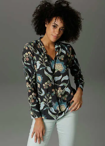 Casual Floral Print Slip-On Blouse by Aniston | Look Again