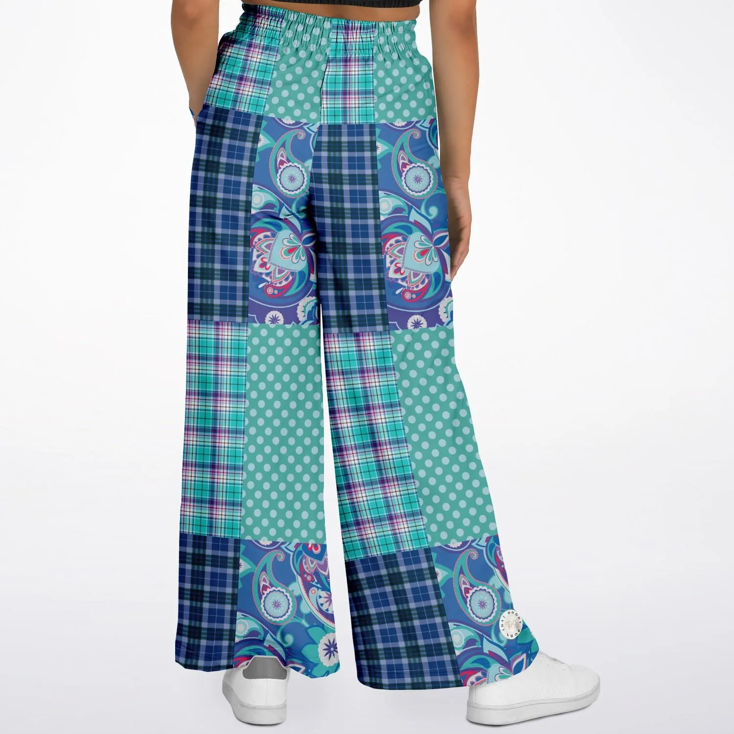 Cerulean Patchwork Plaid SW Stretchy Phat Bellbottoms