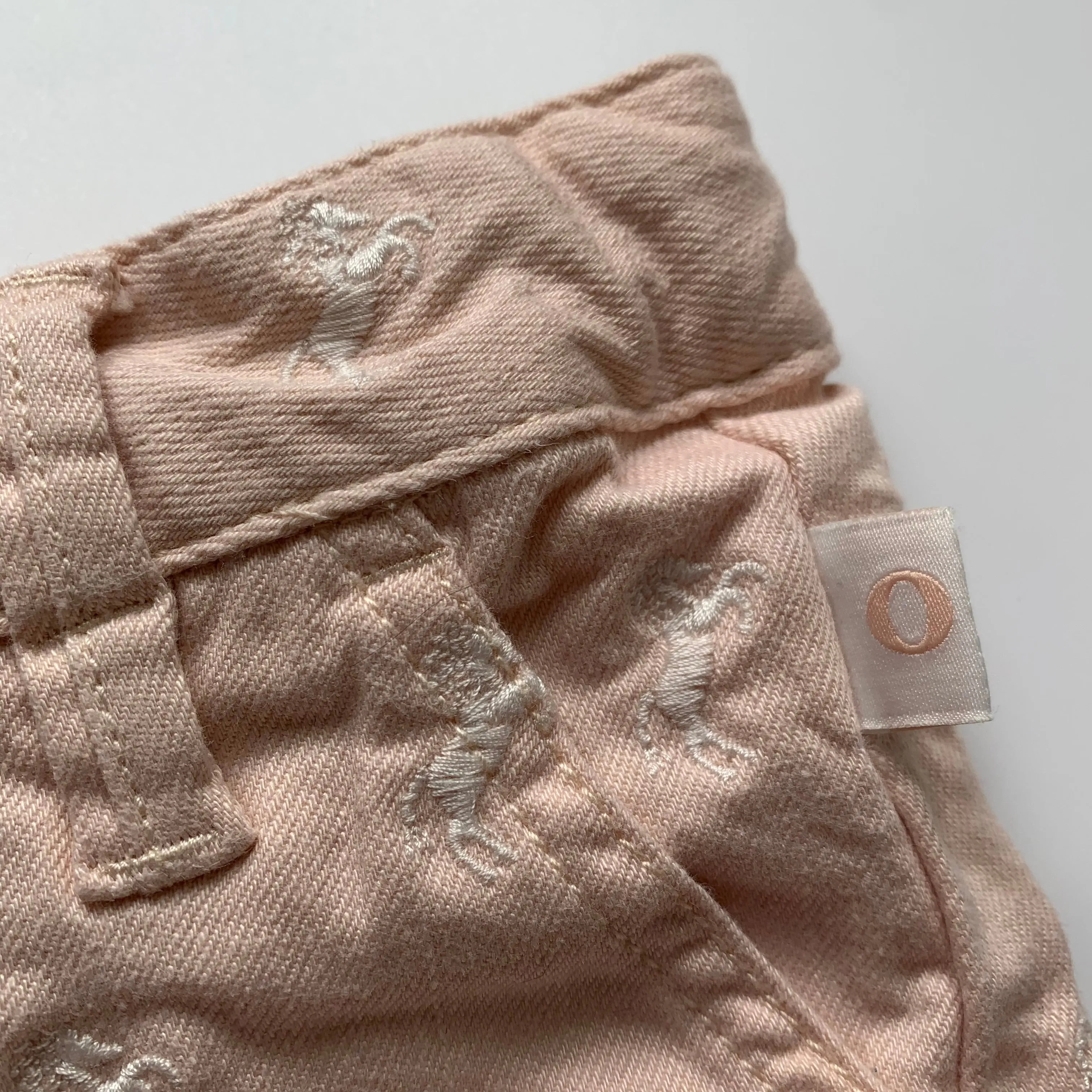 Chloé Blush Pink Horse Print Denim Shorts: 3 Years