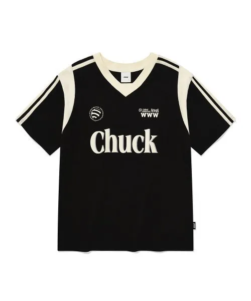 CHUCK  |Unisex Street Style V-Neck Cotton Short Sleeves