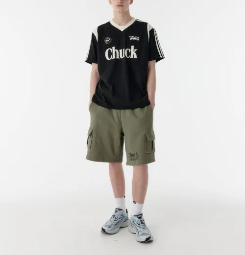 CHUCK  |Unisex Street Style V-Neck Cotton Short Sleeves