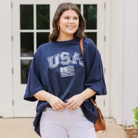 Classic American Boyfriend Tee, Midnight Navy