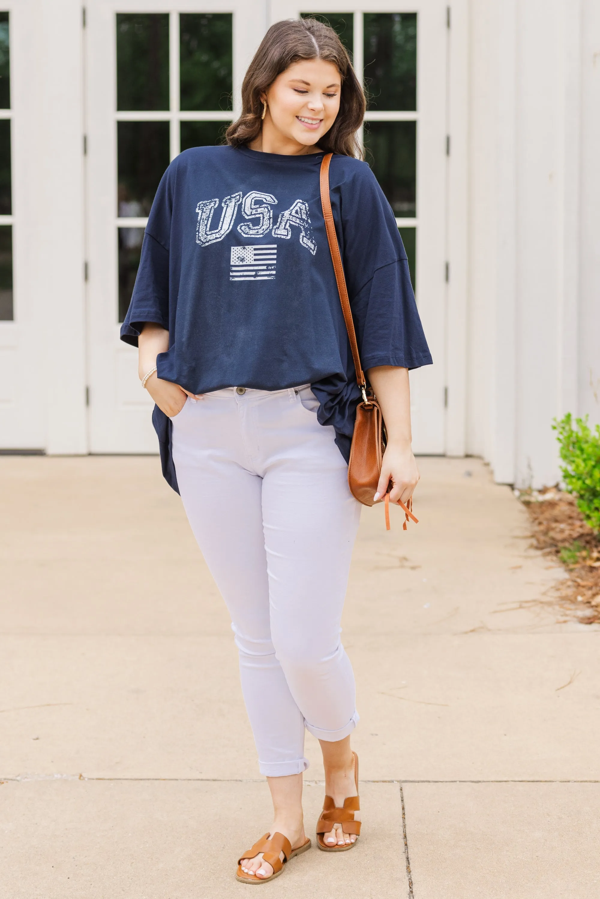 Classic American Boyfriend Tee, Midnight Navy