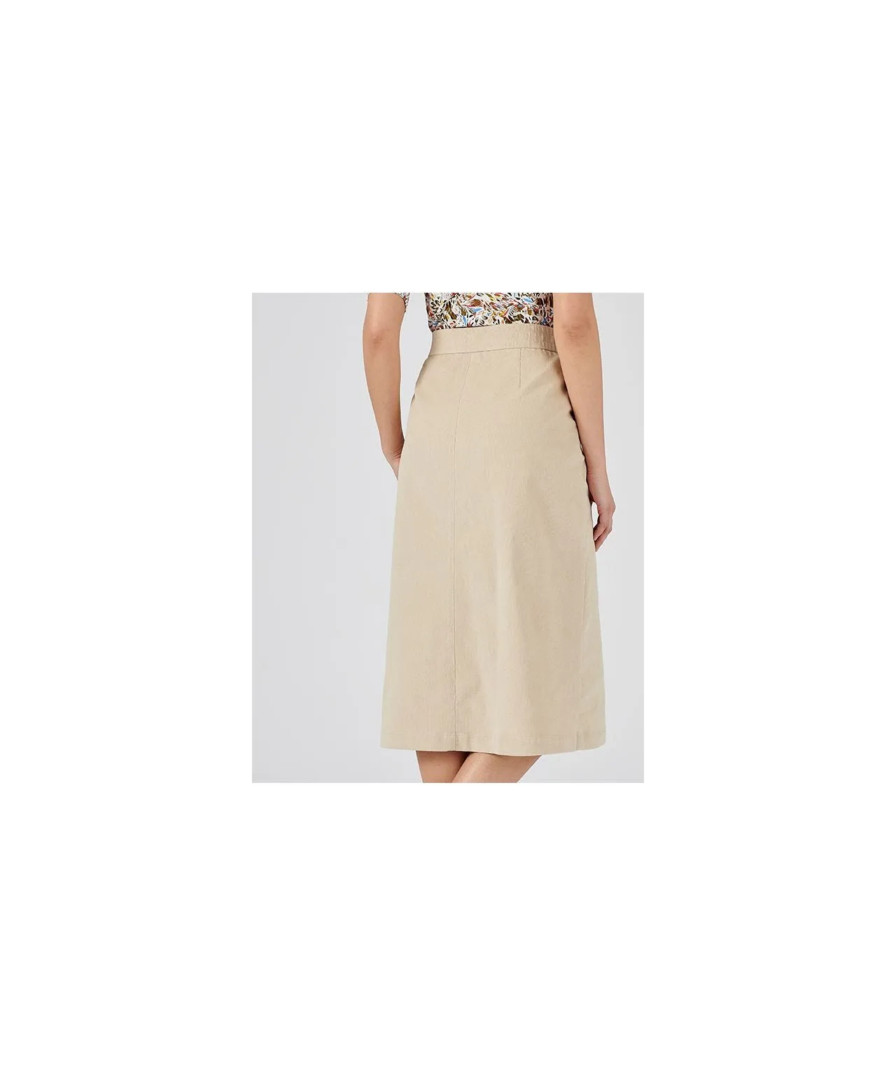 Corduroy Skirt with Button Detail