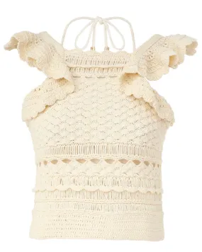 Cream Crochet Waverly Halter Tank