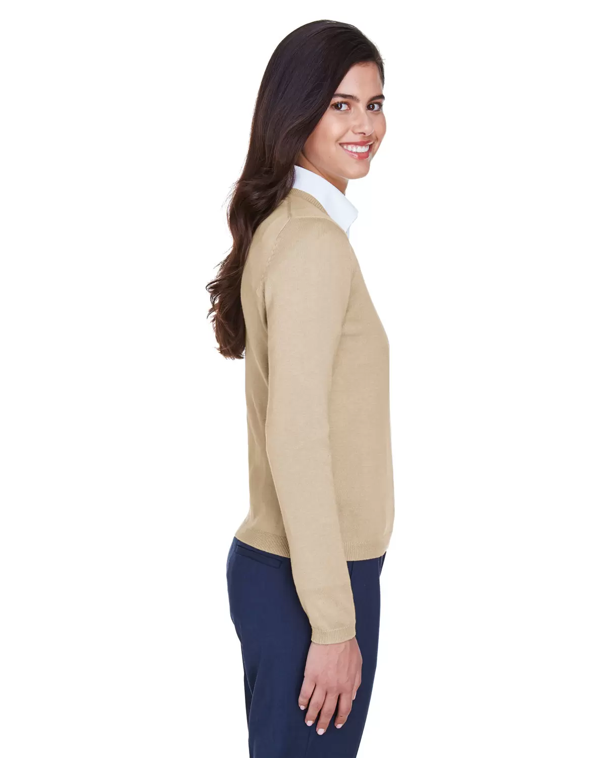 D475W Devon & Jones Ladies' V-Neck Sweater SKU: D475W