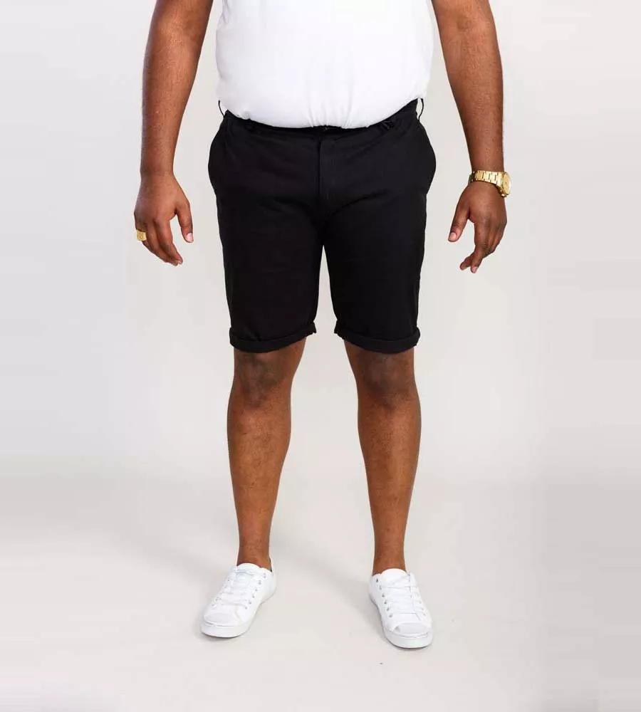 D555 Big Mens Black Stretch Chino Shorts (NELSON 2)