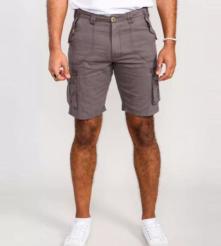 D555 Mens Grey Cotton Cargo Shorts (MELTON)