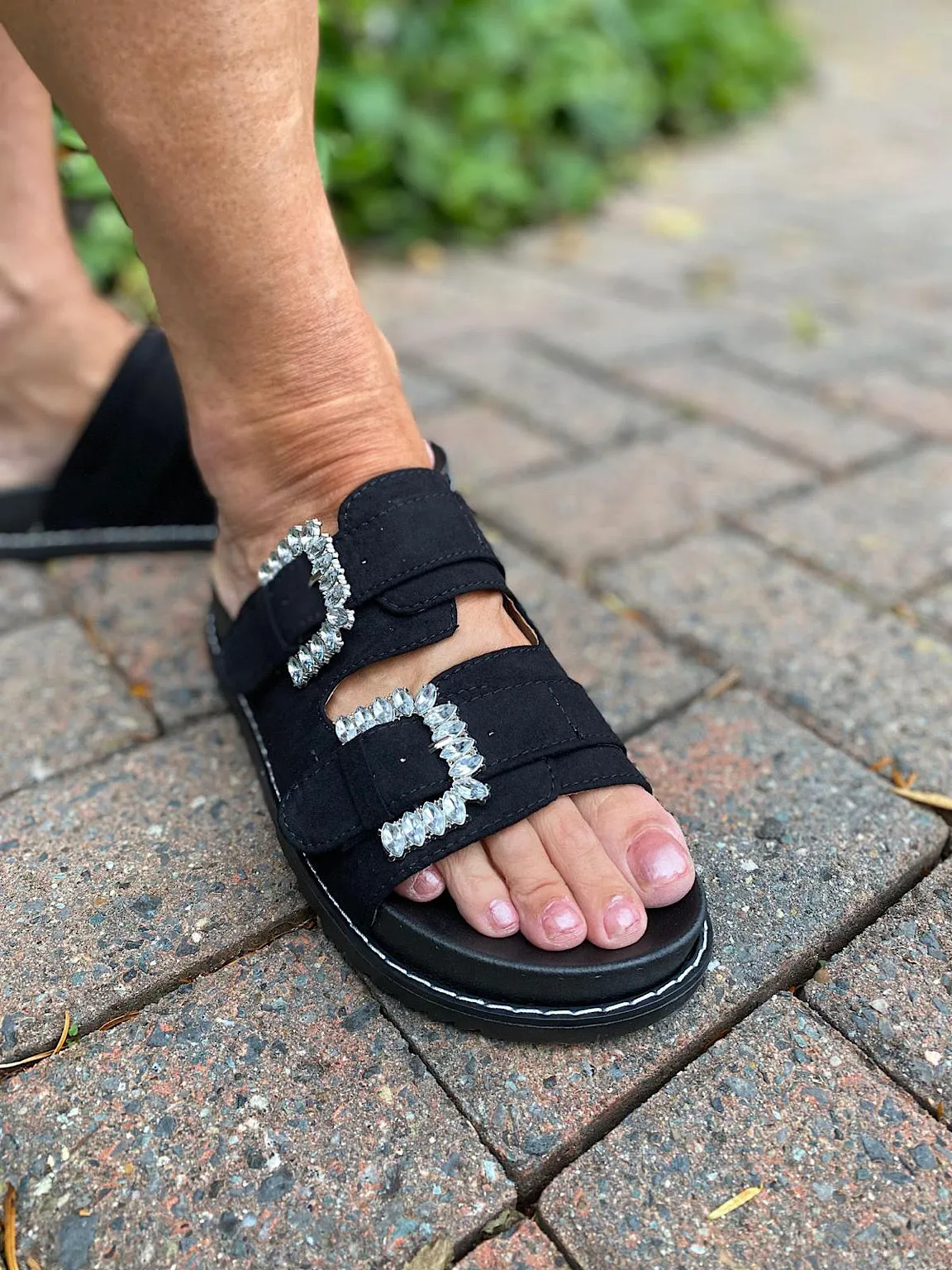 Diamante Buckle Sliders