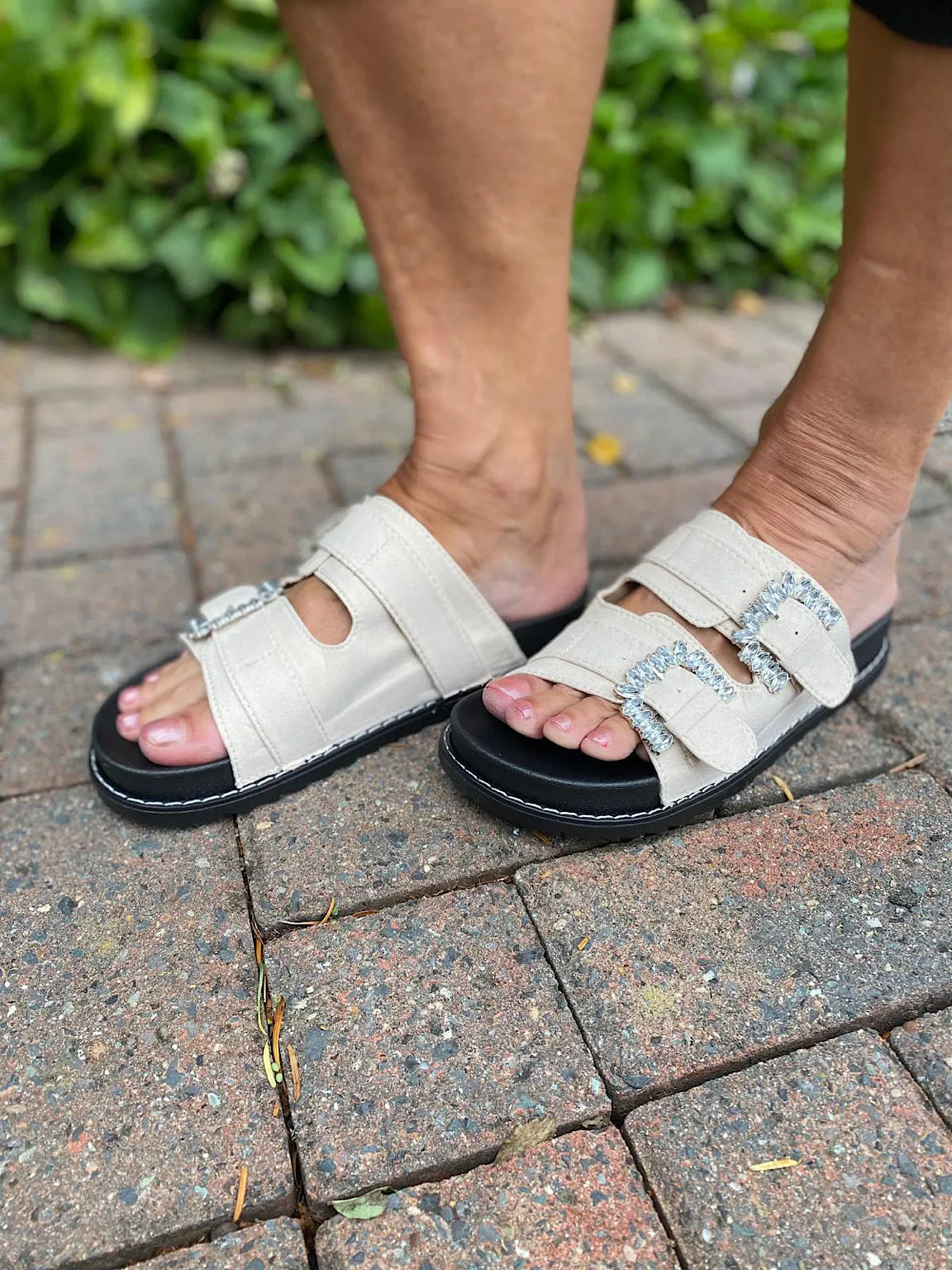 Diamante Buckle Sliders