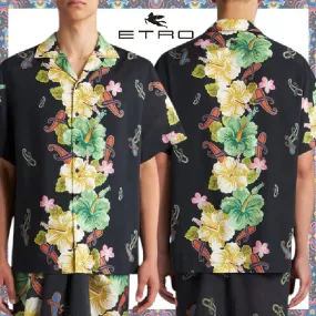 ETRO  |Flower Patterns Paisley Street Style Short Sleeves Luxury