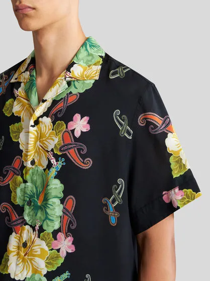 ETRO  |Flower Patterns Paisley Street Style Short Sleeves Luxury